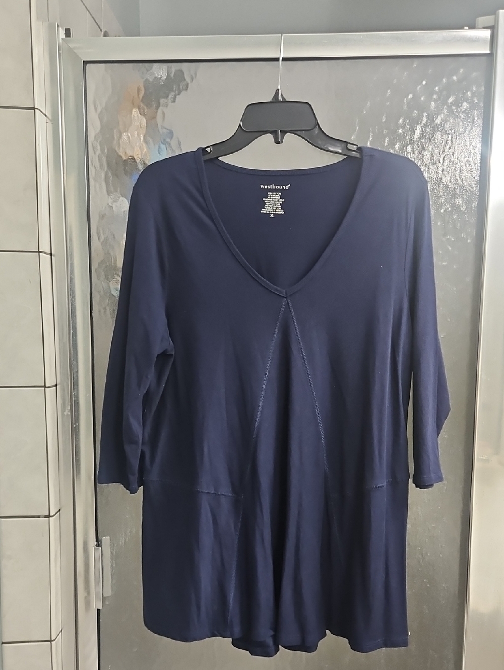 Westbound Navy V-Neck Flowing Tunic Top